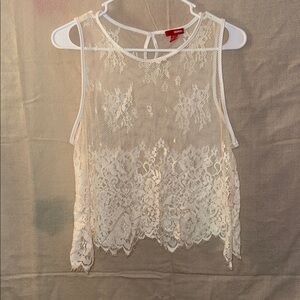 BONGO Cream Lace Mesh Top
